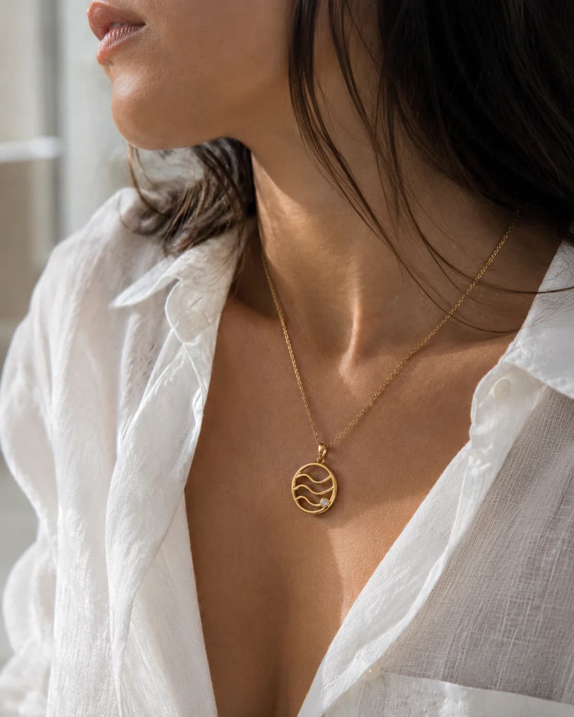 Tidal Lines Wave Necklace, Image 4 of 9
