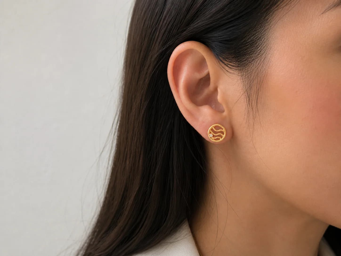 Tidal Lines Wave Stud Earrings, Image 5 of 7