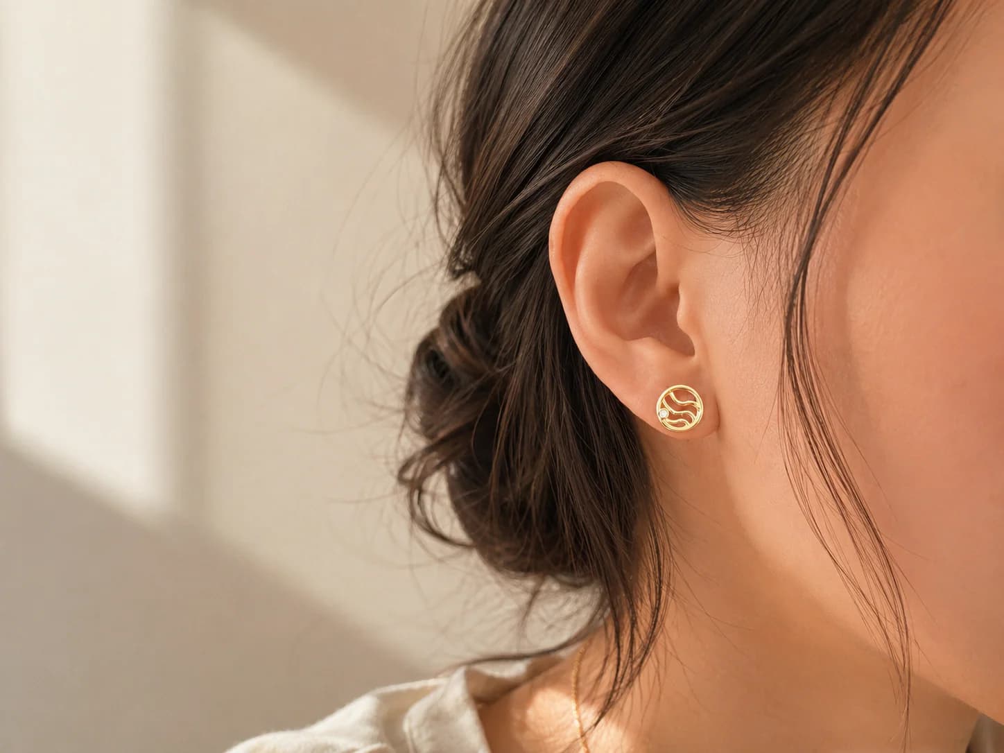 Tidal Lines Wave Stud Earrings, Image 3 of 7