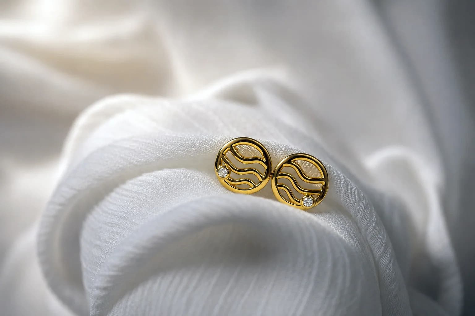 Tidal Lines Wave Stud Earrings, Image 4 of 7
