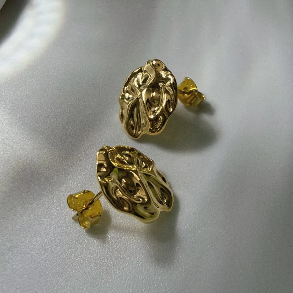 Lumen Tide Hammered Dome Stud Earrings, Image 5 of 6