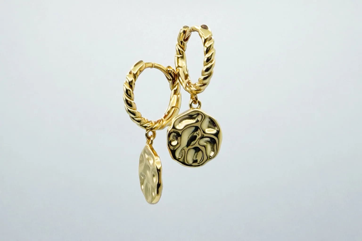 Lumen Tide Hammered Coin Drop Earrings